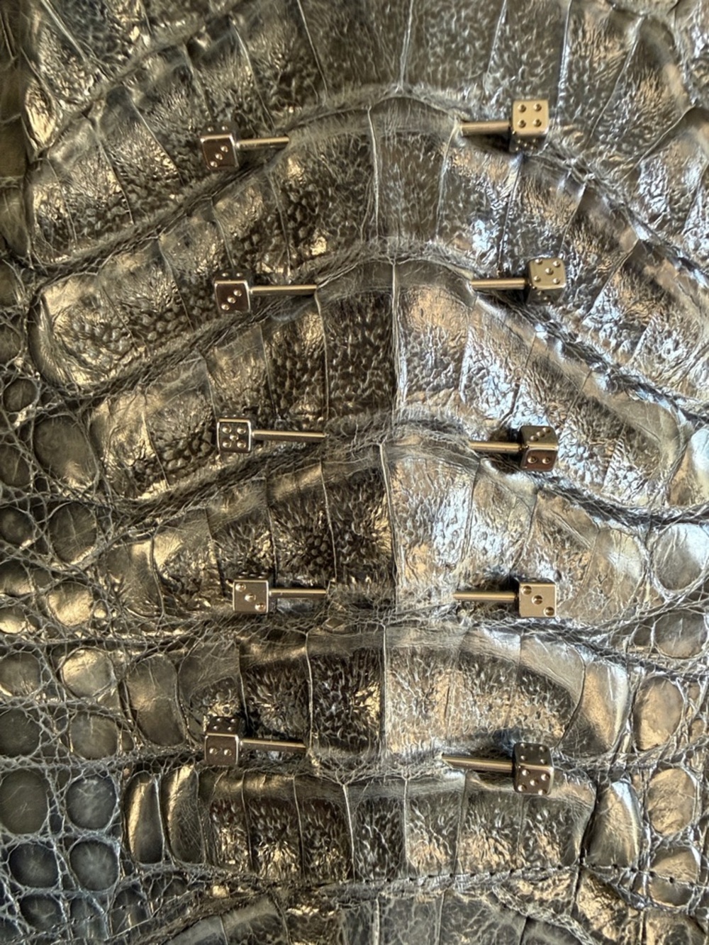 Exotic Real Grey Crocodile Front Bib - Picture 7 of 16